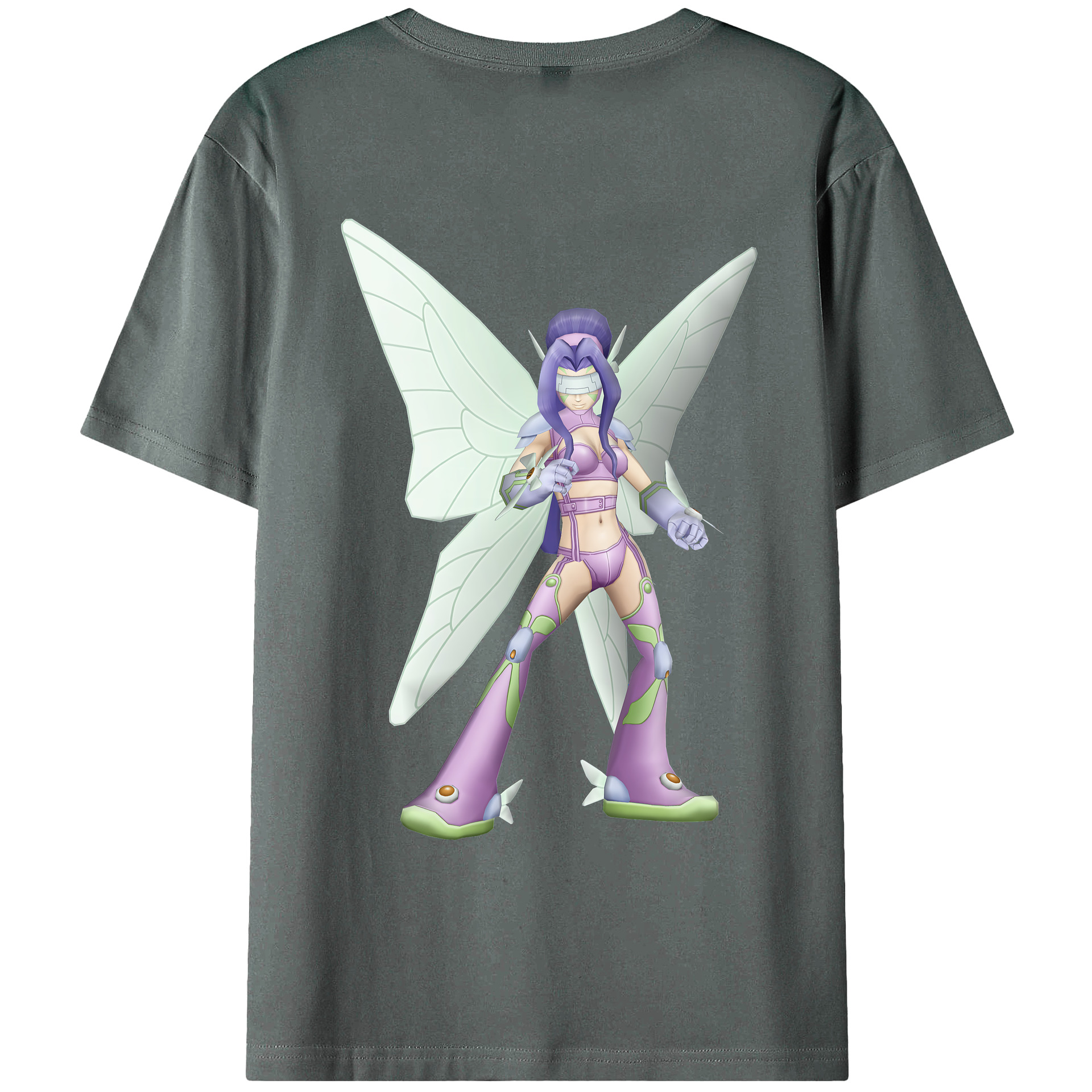 （画像用） Digimon デジタルモンスター/デジモン 綿100％ メンズ半袖Tシャツ（バックプリント） 通気性